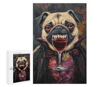 Adults 1000 PCS Jigsaw Puzzle Vampire Pug with Wine Glass-1 Jigsaws for Adults Puzzle Precision Cutting Difficult And Challenge Toy Intellectual Game 1000 PCS