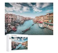 Adults 1000 PCS Jigsaw Puzzle Venice Canal Gondola Ride Adult Jigsaw Puzzle Brain Teaser Game Enhance Memory Birthday And Unique Gifts 1000 PCS