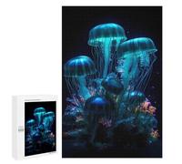 Adults 1000 PCS Jigsaw Puzzle Water Jellyfish Neon Jigsaw for Adults Brain Teaser Game Wall Decoration for Is Ideal As A Gift 1000 PCS
