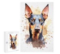 Adults 1000 PCS Jigsaw Puzzle Watercolor Doberman Jigsaw Puzzle Brain Teaser Game But Fun And Humorous for Is Ideal As A Gift 1000 PCS