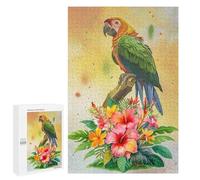 Adults 1000 PCS Jigsaw Puzzle Watercolor Parrot with Tropical Flowers Jigsaw for Adults Brain Teaser Game Wall Decoration for Is Ideal As A Gift 1000 PCS