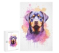 Adults 1000 PCS Jigsaw Puzzle Watercolor Rottweiler Art Jigsaw Puzzle Brain Teaser Game But Fun And Humorous for Is Ideal As A Gift 1000 PCS