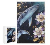 Adults 1000 PCS Jigsaw Puzzle Whale And Passion Flower Art Print Jigsaws for Adults Puzzle Precision Cutting Difficult And Challenge Toy Intellectual Game 1000 PCS