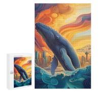 Adults 1000 PCS Jigsaw Puzzle Whale Leaping Cityscape Jigsaw for Adults Brain Teaser Game Wall Decoration for Is Ideal As A Gift 1000 PCS