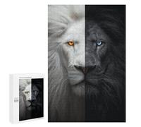 Adults 1000 PCS Jigsaw Puzzle White Lion Vs Black Lion Dual Nature Unveiled Jigsaws for Adults Puzzle Precision Cutting Difficult And Challenge Toy Intellectual Game 1000 PCS
