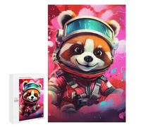 Adults 1000 PCS Puzzle Adorable Red Panda Astronaut Art Print Jigsaw Puzzles for Adults Birthday Present Parent-child Interaction Toy Intellectual Game 1000 PCS