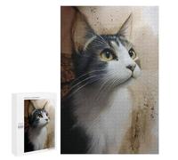 Adults 1000 PCS Puzzle Adorable Tabby Cat Portrait Jigsaws for Adults Puzzle Improve Memory Challenging To Complete Unique Gifts for Birthday And Christmas 1000 PCS