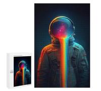 Adults 1000 PCS Puzzle Astronaut with Rainbow Helmet Jigsaw Puzzles for Adults Birthday Present Parent-child Interaction Toy Intellectual Game 1000 PCS