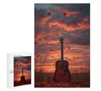 Adults 1000 PCS Puzzle Autumn Guitar Sunset Puzzles for Teenagers Precision Cutting for Birthday, Chrismas Toy Intellectual Game 1000 PCS