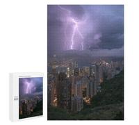 Adults 1000 PCS Puzzle City Lights Vs. Stormy Skies Jigsaw Puzzles for Adults Birthday Present Parent-child Interaction Toy Intellectual Game 1000 PCS
