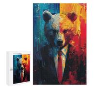 Adults 1000 PCS Puzzle Colorful Bear in Suit Art Print -1 Adult Jigsaw Puzzles Difficult Challenge Wishlist with Santa Claus Unique Birthday And Gifts 1000 PCS