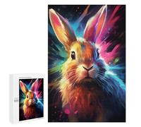 Adults 1000 PCS Puzzle Colorful Rabbit Art Print-2 Jigsaw Puzzles for Adults Birthday Present Parent-child Interaction Toy Intellectual Game 1000 PCS
