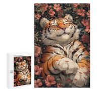 Adults 1000 PCS Puzzle Cute Tiger Sleeping Sakura Adult Jigsaw Puzzle Anti-Stress Toys Analysis And Logic Birthday Present, Gifts, 1000 PCS