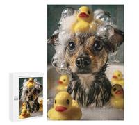 Adults 1000 PCS Puzzle Dog Bath Time with Rubber Ducks Adult Jigsaw Puzzles Analysis And Logic Wishlist with Santa Claus Unique Gifts for Birthday And Christmas 1000 PCS