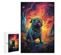 Adults 1000 PCS Puzzle Fantasy Pug in Space Jigsaw Puzzles for Adults Birthday Present Parent-child Interaction Toy Intellectual Game 1000 PCS