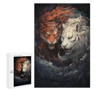 Adults 1000 PCS Puzzle Fire Vs. Ice Tiger Battle Puzzles for Teenagers Precision Cutting for Birthday, Chrismas Toy Intellectual Game 1000 PCS