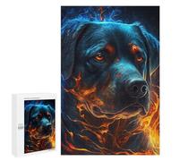 Adults 1000 PCS Puzzle Flaming Rottweiler Art Print Adult Jigsaw Puzzles Analysis And Logic Wishlist with Santa Claus Unique Gifts for Birthday And Christmas 1000 PCS
