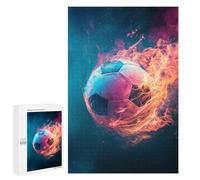 Adults 1000 PCS Puzzle Flaming Soccer Ball Art Puzzles for Teenagers Precision Cutting for Birthday, Chrismas Toy Intellectual Game 1000 PCS