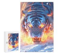 Adults 1000 PCS Puzzle Flaming Tiger Snow Background Adult Jigsaw Puzzles Analysis And Logic Wishlist with Santa Claus Unique Gifts for Birthday And Christmas 1000 PCS