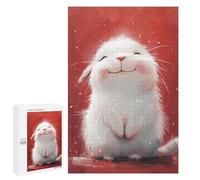 Adults 1000 PCS Puzzle Fluffy White Bunny Adult Jigsaw Puzzles Difficult Challenge Wishlist with Santa Claus Unique Birthday And Gifts 1000 PCS