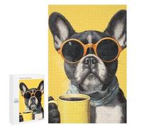 Adults 1000 PCS Puzzle Frenchie with Coffee Mug-3 Jigsaw Puzzles for Adults Birthday Present Parent-child Interaction Toy Intellectual Game 1000 PCS