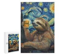 Adults 1000 PCS Puzzle Funny Sloth Drinking Beer Adult Jigsaw Puzzle Anti-Stress Toys Analysis And Logic Birthday Present, Gifts, 1000 PCS