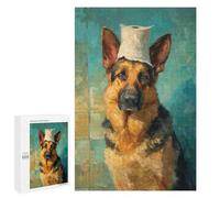 Adults 1000 PCS Puzzle German Shepherd Toilet Paper Hat-2 Jigsaws for Adults Puzzle Improve Memory Challenging To Complete Unique Gifts for Birthday And Christmas 1000 PCS