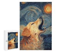 Adults 1000 PCS Puzzle Golden Retriever Howling at The Moon Jigsaws for Adults Puzzle Improve Memory Challenging To Complete Unique Gifts for Birthday And Christmas 1000 PCS
