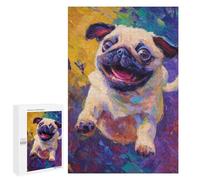 Adults 1000 PCS Puzzle Happy Pug Painting Jigsaws for Adults Puzzle Improve Memory Challenging To Complete Unique Gifts for Birthday And Christmas 1000 PCS