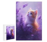 Adults 1000 PCS Puzzle Lavender Dreams Kitten Jigsaw Puzzles for Adults Birthday Present Parent-child Interaction Toy Intellectual Game 1000 PCS