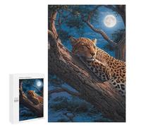 Adults 1000 PCS Puzzle Leopard Moonlit Tree Rest Adult Jigsaw Puzzles Difficult Challenge Wishlist with Santa Claus Unique Birthday And Gifts 1000 PCS