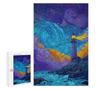 Adults 1000 PCS Puzzle Lighthouse in Stormy Night Adult Jigsaw Puzzles Difficult Challenge Wishlist with Santa Claus Unique Birthday And Gifts 1000 PCS