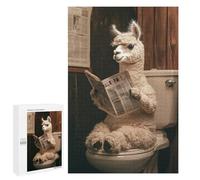 Adults 1000 PCS Puzzle Llama Reading Newspaper on Toilet-2 Jigsaw Puzzles for Adults Birthday Present Parent-child Interaction Toy Intellectual Game 1000 PCS