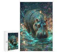 Adults 1000 PCS Puzzle Magical Hippo Pond Jigsaw Puzzles for Adults Birthday Present Parent-child Interaction Toy Intellectual Game 1000 PCS