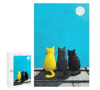 Adults 1000 PCS Puzzle Nightly Trio Cats Under The Moon Jigsaws for Adults Puzzle Improve Memory Challenging To Complete Unique Gifts for Birthday And Christmas 1000 PCS