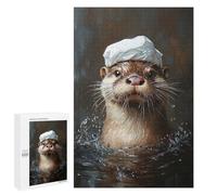 Adults 1000 PCS Puzzle Otter in Sailor Hat Painting-1 Adult Jigsaw Puzzles Difficult Challenge Wishlist with Santa Claus Unique Birthday And Gifts 1000 PCS