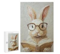 Adults 1000 PCS Puzzle Rabbit Reading Book Oil Painting Adult Jigsaw Puzzles Difficult Challenge Wishlist with Santa Claus Unique Birthday And Gifts 1000 PCS