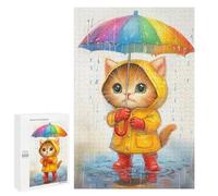 Adults 1000 PCS Puzzle Rainy Day Kitten with Umbrella-4 Adult Jigsaw Puzzles Difficult Challenge Wishlist with Santa Claus Unique Birthday And Gifts 1000 PCS
