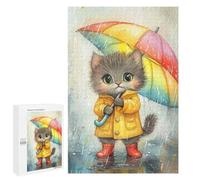 Adults 1000 PCS Puzzle Rainy Day Kitten with Umbrella-8 Adult Jigsaw Puzzles Difficult Challenge Wishlist with Santa Claus Unique Birthday And Gifts 1000 PCS