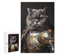 Adults 1000 PCS Puzzle Royal Cat Armor Portrait -1 Adult Jigsaw Puzzles Difficult Challenge Wishlist with Santa Claus Unique Birthday And Gifts 1000 PCS