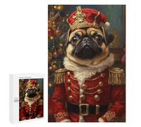 Adults 1000 PCS Puzzle Royal Pug Christmas Ornament Adult Jigsaw Puzzles Difficult Challenge Wishlist with Santa Claus Unique Birthday And Gifts 1000 PCS