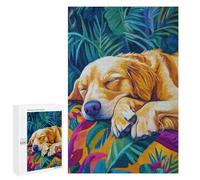 Adults 1000 PCS Puzzle Sleeping Golden Retriever Adult Jigsaw Puzzle Anti-Stress Toys Analysis And Logic Birthday Present, Gifts, 1000 PCS