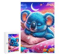 Adults 1000 PCS Puzzle Sleepy Blue Koala Night Jigsaw Puzzles for Adults Birthday Present Parent-child Interaction Toy Intellectual Game 1000 PCS