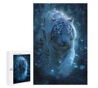 Adults 1000 PCS Puzzle Snowy Tiger in Winter Night Jigsaw Puzzles for Adults Birthday Present Parent-child Interaction Toy Intellectual Game 1000 PCS