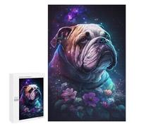 Adults 1000 PCS Puzzle Space Bulldog with Flowers -4 Adult Jigsaw Puzzles Analysis And Logic Wishlist with Santa Claus Unique Gifts for Birthday And Christmas 1000 PCS