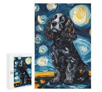 Adults 1000 PCS Puzzle Starry Night Cocker Spaniel Art Print -4 Adult Jigsaw Puzzles Difficult Challenge Wishlist with Santa Claus Unique Birthday And Gifts 1000 PCS