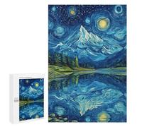 Adults 1000 PCS Puzzle Starry Night Mountain Reflections -4 Jigsaws for Adults Puzzle Improve Memory Challenging To Complete Unique Gifts for Birthday And Christmas 1000 PCS