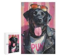 Adults 1000 PCS Puzzle Stylish Black Dog Punk Fashion Jigsaw Puzzles for Adults Birthday Present Parent-child Interaction Toy Intellectual Game 1000 PCS