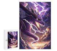Adults 1000 PCS Puzzle Thundering Purple Dragon Artwork Jigsaw Puzzles for Adults Birthday Present Parent-child Interaction Toy Intellectual Game 1000 PCS