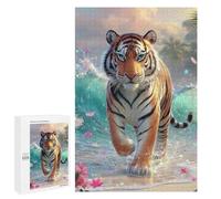Adults 1000 PCS Puzzle Tiger in Tropical Paradise Jigsaw Puzzles for Adults Birthday Present Parent-child Interaction Toy Intellectual Game 1000 PCS